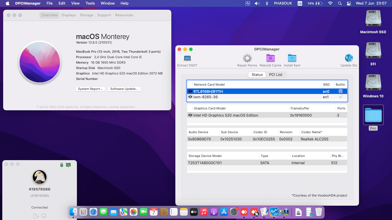 Success Hackintosh macOS Monterey 12.6.5 Build 21G531 in Acer Aspire V3-575G-53D1